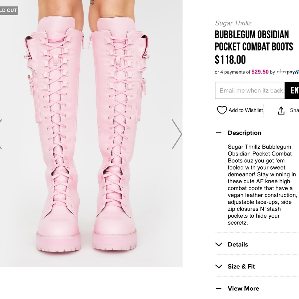 BUBBLEGUM OBSIDIAN POCKET COMBAT BOOTS